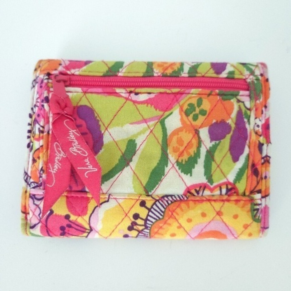 Vera Bradley Pink & Yellow Floral Clementine Trifold Wallet‎ - Picture 2 of 7